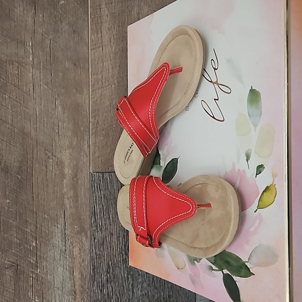 New St John's bay red sandals size 7M
